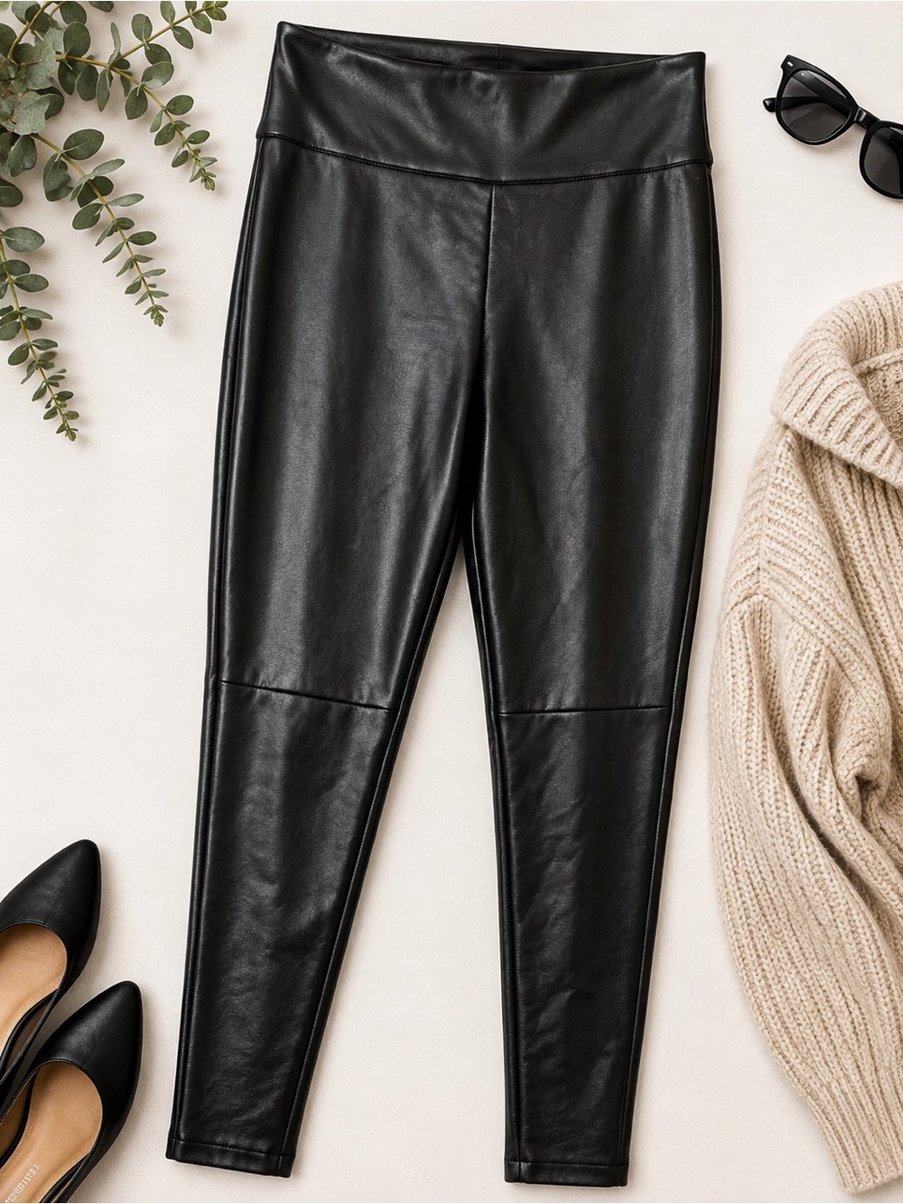 Dynamite Faux Leather Black High-Waist Leggings